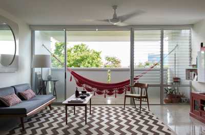 Laura Perez's living room and balcony