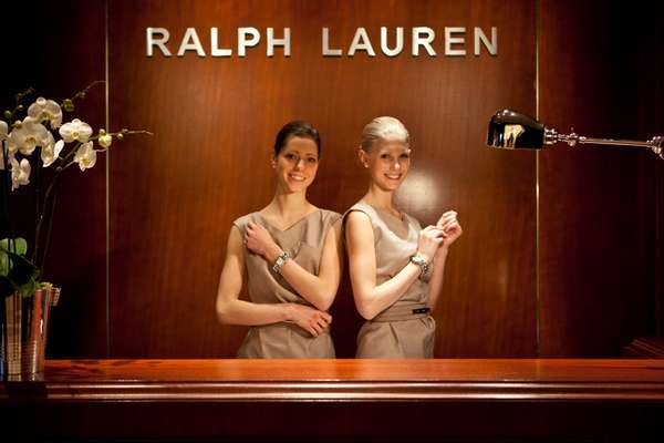 Models showing off watches at the Ralph Lauren stand