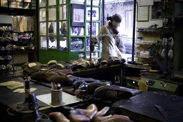 Lines of shoes ready to be worked on