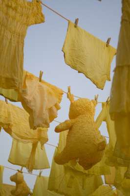 A surreal washing-line installation