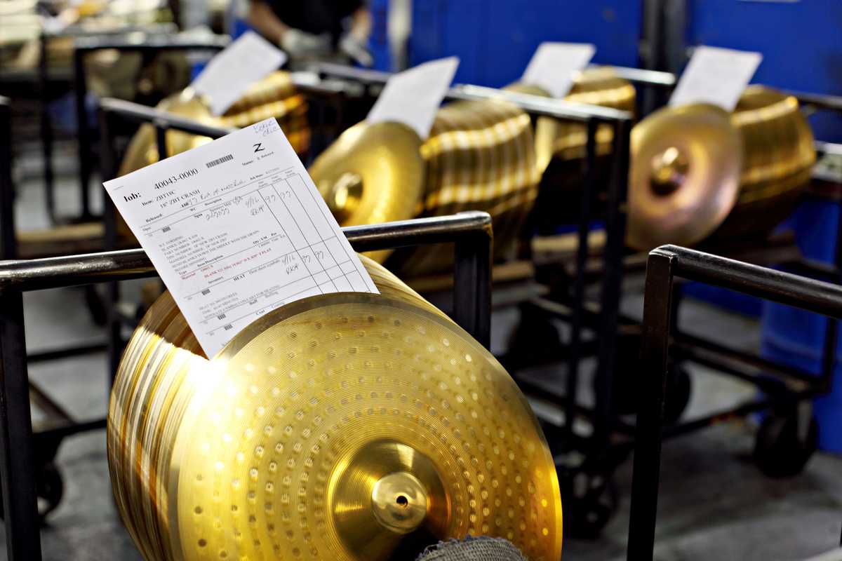 Cymbals in line to be sound tested  