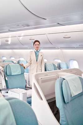 Flight attendant in business class