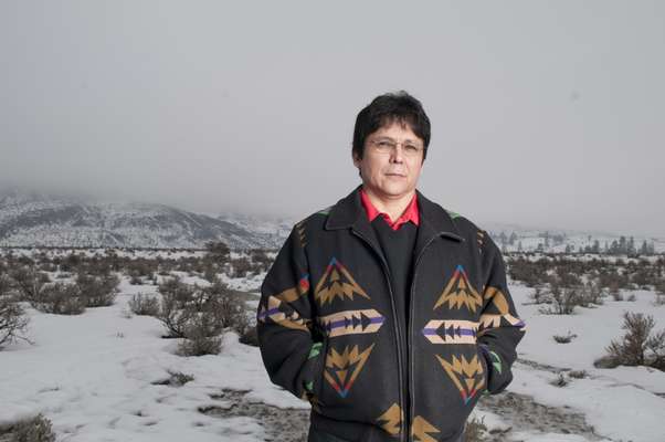 Osoyoos Indian Band Chief, Clarence Louie, in a grassland area called Manuel Flats on the reservation 