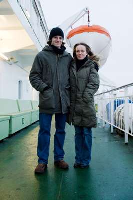Passengers Hugo Van Kemenade and Saana Janhila on deck