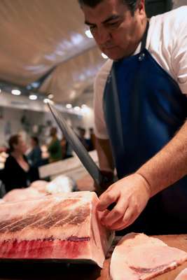 Fishmonger at market 