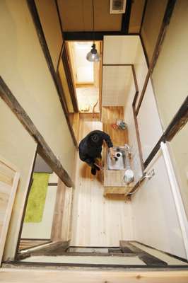 Overlooking the kitchen from loft