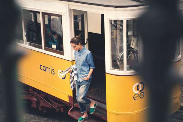 Shirt by Visvim, jeans by G-Star, parka (being carried) and espadrilles by Kitsuné, watch by Cartier