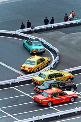 Taxicabs abound at Tokyo Station