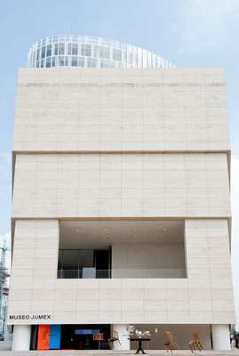 The Museo Jumex exterior with Damián Ortega’s ‘Cosmogonía Doméstica’ in front