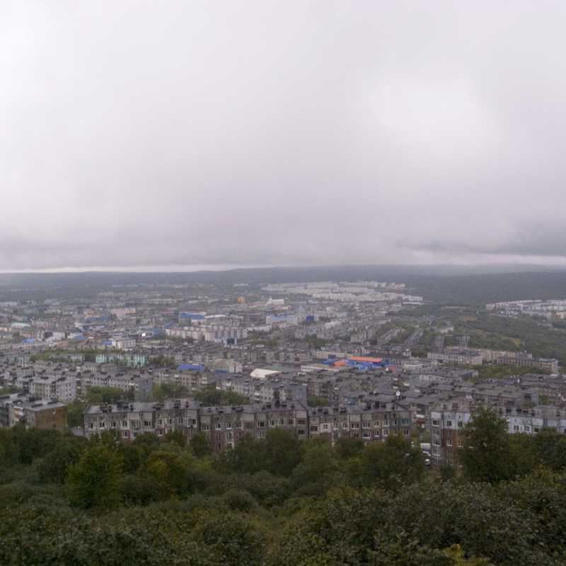 A view over Petropavlovsk during bad weather