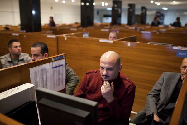 Stockbrokers at the Iraq Stock Exchange