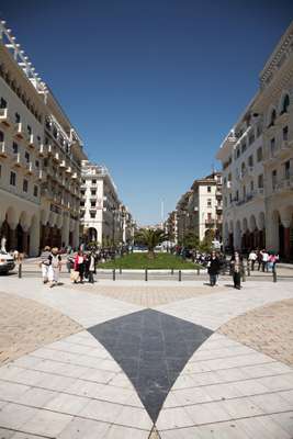 View of Aristotelous Square from the port’s promenade