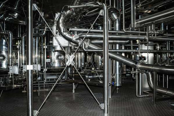 Plumber’s nightmare: some of the brewery’s 44km of pipes