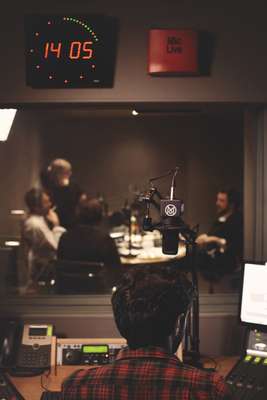 Engineer Alex Funnell on the desk 