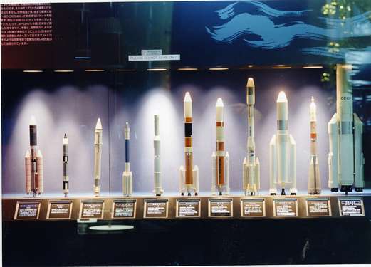 Models of rockets from around the world