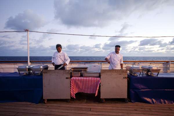 Barbecue dinner on deck