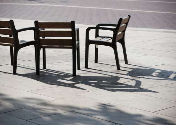 Seating area at Brixton's Windrush Square