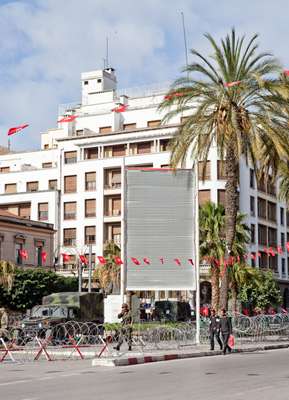 Billboards that once had images of the dictator are now empty