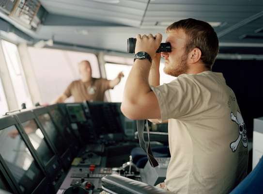 Tai Toft Hansen, petty officer, on lookout