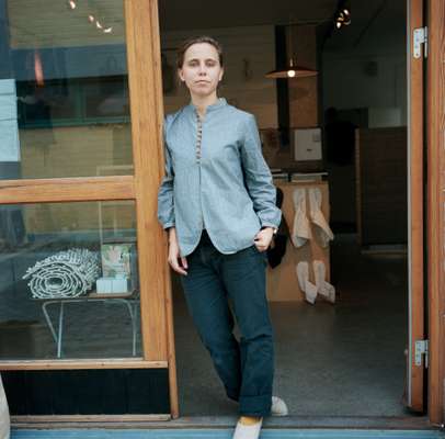 Lomakka's Ebba Mohlin outside the store