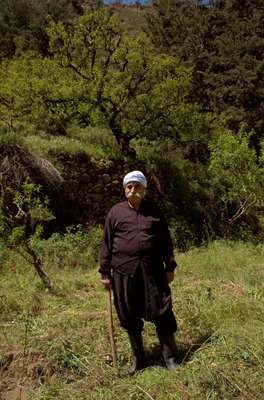 Druze farmer Nadeem Abi Ali in traditional dress