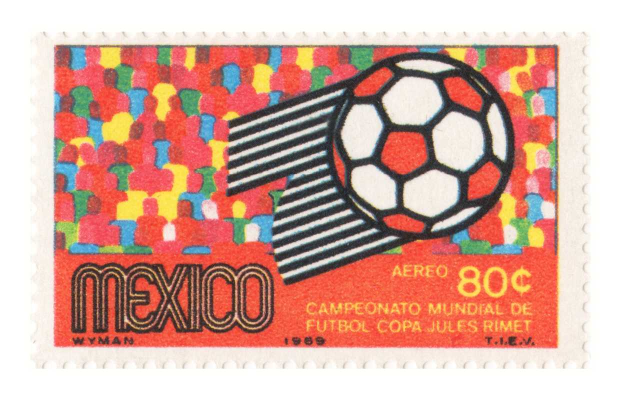 One of the stamps Wyman designed for the Mexico World Cup