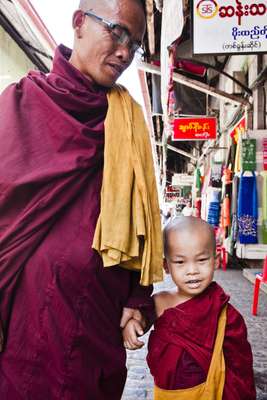 Monk and novice at Scott Market