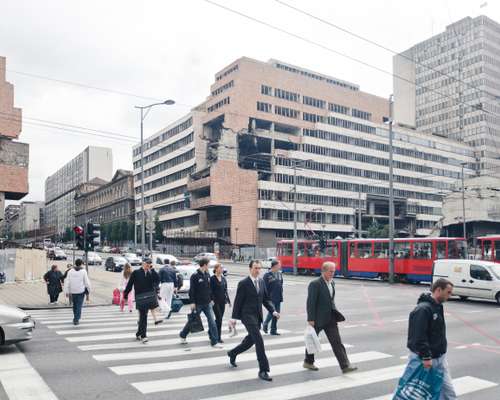 War damage in downtown Belgrade 