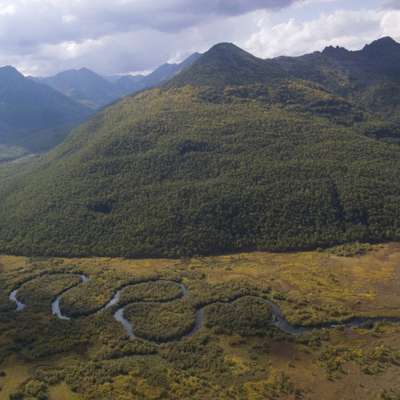 A river winds through a valley near Petropavlovsk