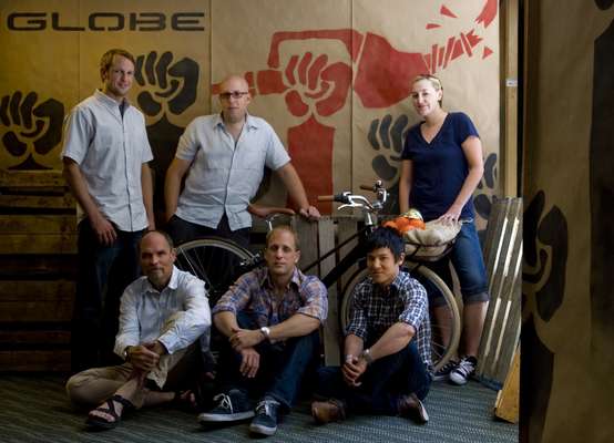 The Globe team (clockwise from top left): Greg Grenzke, Aaron Abrams, Amber Lucas, Garret Chow, Robin Sansom, Bryant Bainbridge 