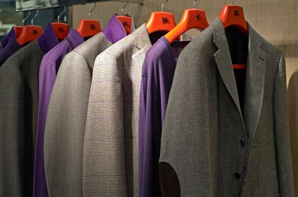 Purple was a strong theme – seen here at Isaia’s stand