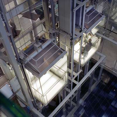 Lift shafts of the Post Tower, Bonn, designed by Schindler 