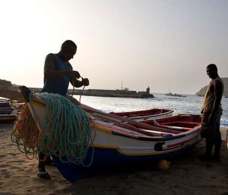 Fishermen in Tarrafal beach, Santiago