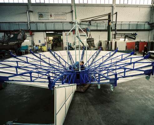 A flying saucer gets an extra coat of paint