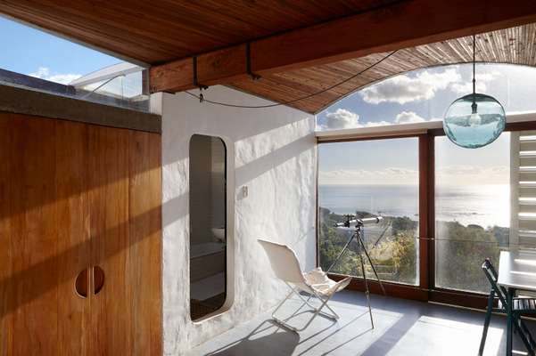 The roof of the master bedroom slants upwards towards the Atlantic