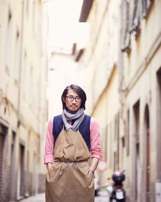 Hidetaka Fukaya outside his workshop in Florence 