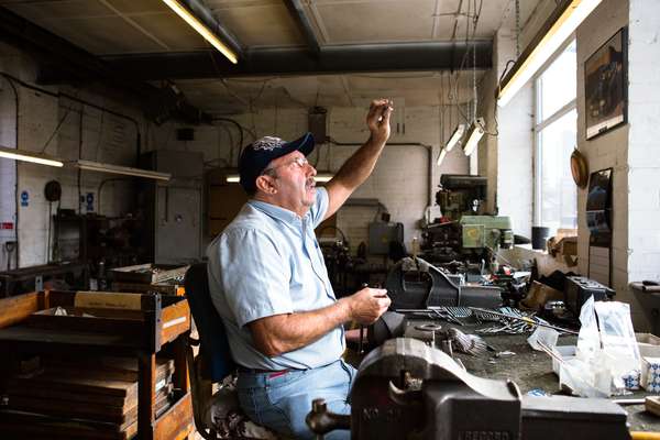 Eric Stones at his workbench