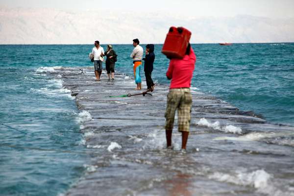 Blue waters of the Persian Gulf. Men and women aren’t allowed to swim together