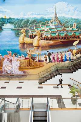 Mural at Yangon International Airport