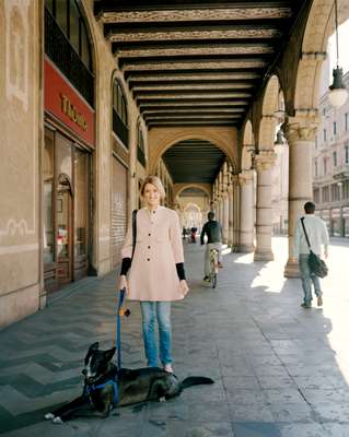 Mario Incisa with four-legged friend on via Pietro Micca