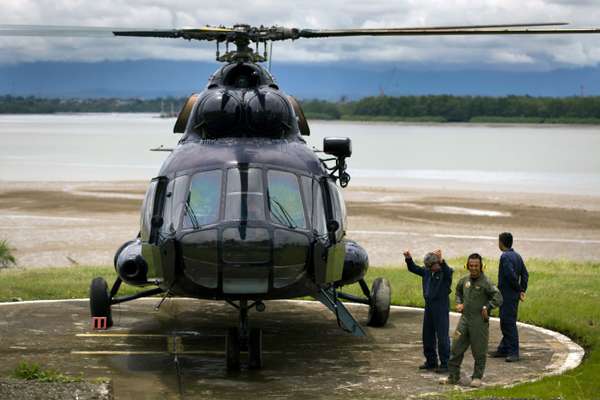 Russian-built Mi-17 helicopter lands at coastguard base in Buenaventura
