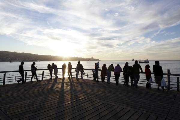 Pacific sunset on a pier at Muelle Barón