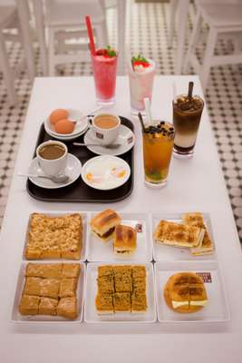 Spread of different toasts from Toast Box