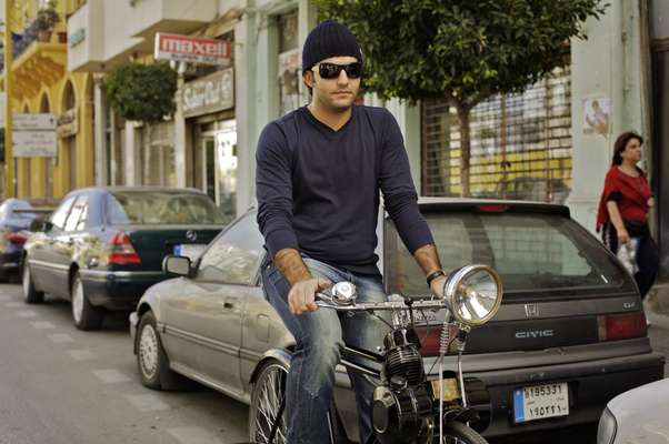 Cyclist on a vintage bike