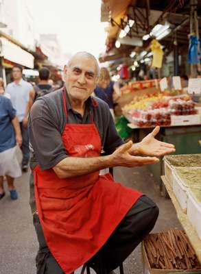 Friendly old man at Carmel food market 