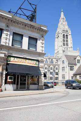 Restaurant with broadcast studio above, East Liberty