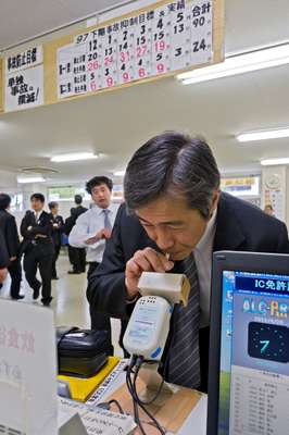 Taking the routine daily breathalyser test