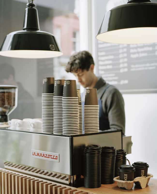 Coffee to go, in Monocle’s sturdy paper cups