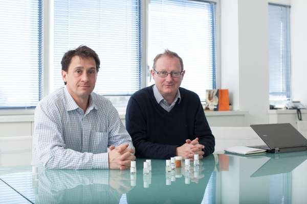 Fabien Durand, technical perfumer & quality control manager (left); Bertrand de Preville, sales director at IFF