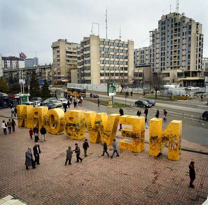 ‘Newborn’ monument in Pristina